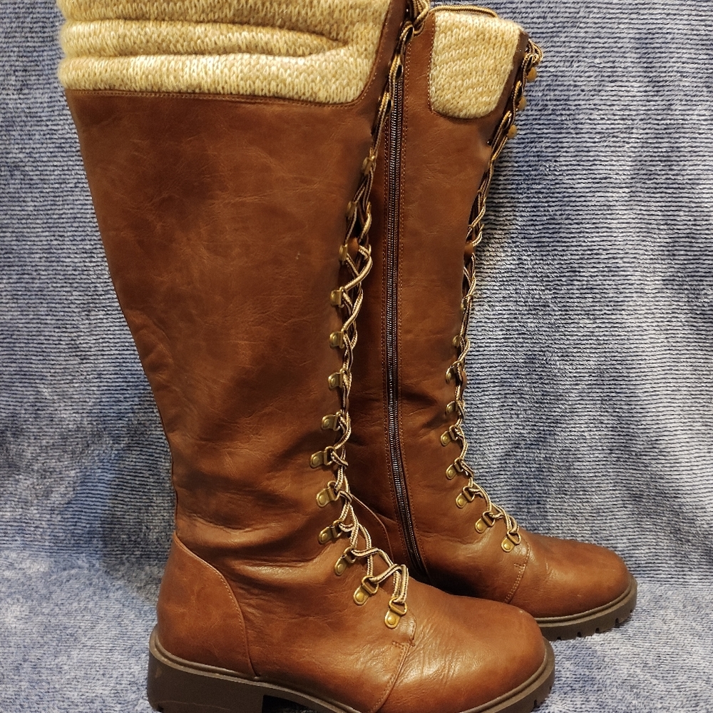 Torrid Brown Combat Lace up Side Zip